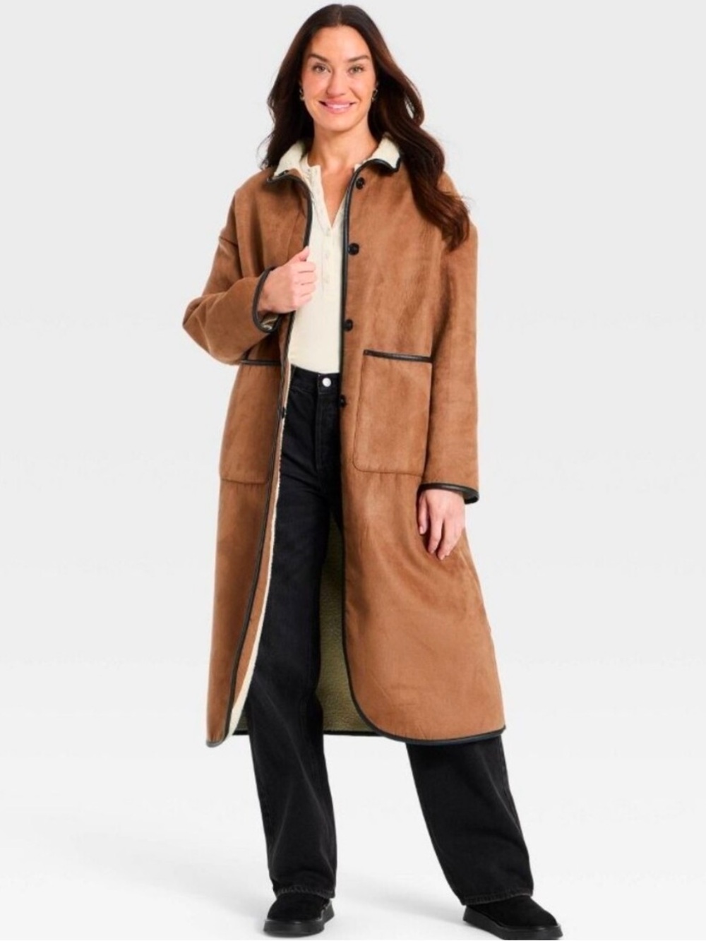 NWT Target Universal Thread Women's Faux Suede Long Coat Size XS